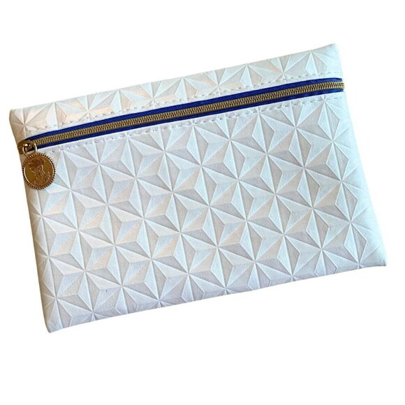 ipsy Handbags - Ipsy "Epcot Ball" White Pearl Geometric Textured Shimmer Makeup Cosmetic Bag